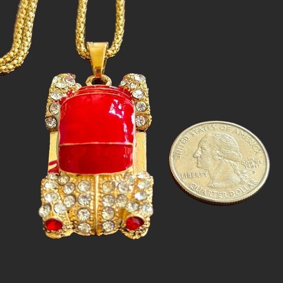Betsey Johnson Red Classic Car Pendant Necklace - Retro Vintage Style Jewelry - Picture 6 of 7